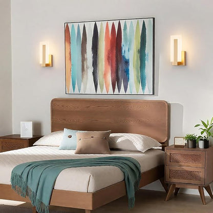 Modern LED Wall Sconces, Acrylic Gold Wall Lamp, 3000K Warm White Indoor Wall Light, Hardwired Wall Mount Lighting Fixture for Hallway, Bedroom, Study, Living Room