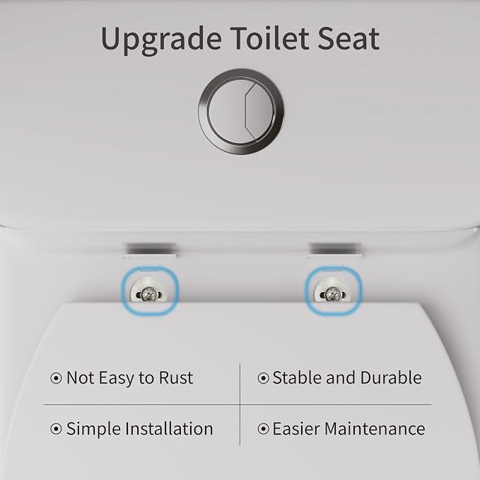 Elongated One Piece Toilet with Comfort Chair Seat ADA Height 17.33", Powerful Dual Flush 0.8/1.28 GPF Compact Toilet, MAP 1000g, Standard White Toilet Bowl, 12'' Rough-in