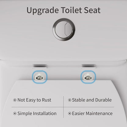 Elongated One Piece Toilet with Comfort Chair Seat ADA Height 17.33", Powerful Dual Flush 0.8/1.28 GPF Compact Toilet, MAP 1000g, Standard White Toilet Bowl, 12'' Rough-in