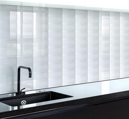 Art3d 4 Sq Ft Glass Backsplash Tiles, 32-Piece Glass Peel and Stick for Kitchen or Bathroom, 3" x 6" Subway White Backsplash Tiles