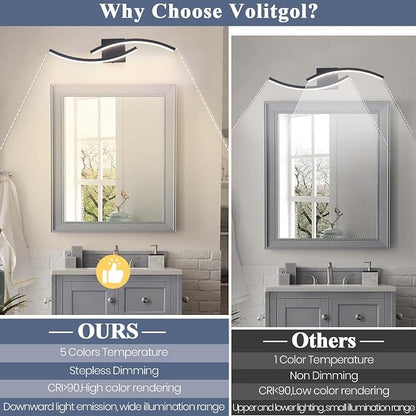 23.62 inch Vanity Light for Bathroom Lighting Fixtures Over Mirror Black Dimmable 5CCT Vanity Lighting Fixture Modern Bathroom Vanity Light 23 Inch Modern Wall lamp