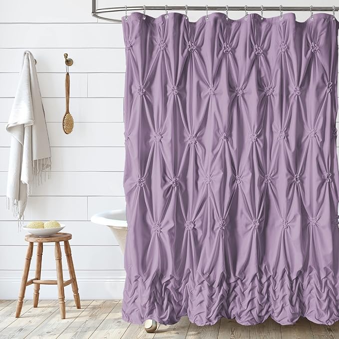 Seasonwood Lavender Shower Curtain Purple Farmhouse Luxury Handmade Decorative Pretty Shower Curtain Lilac Machine Washable, Modern Home Bathroom Décor Bathtub Privacy Screen,Heavy Duty 72x72 inch
