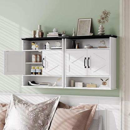 Bathroom Wall Cabinet - Medicine Cabinet with Barn Doors & Adjustable Shelf - 25x23.6x9 Inch Wall Cabinet for Bathroom, Kitchen, Laundry Room, Entryway