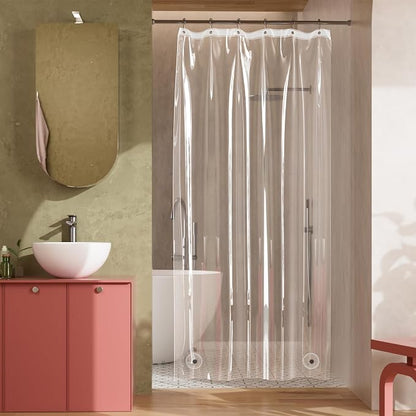 Titanker Shower Stall Curtain Liner, 36x72 Clear PEVA Lightweight Single Stall Narrow Shower Curtain for Bathroom with 2 Magnets and 6 Rustproof Grommet Holes