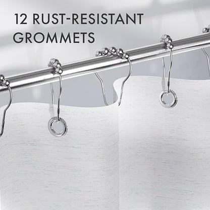 AmazerBath Shower Curtain Blue, Washable Cloth Ombre Shower Curtain Sets with 12 Metal Shower Curtain Hooks, Rustic Waterproof Dark Sea Blue Farmhouse Shower Curtains for Bathroom Decor, 72x72 Inches