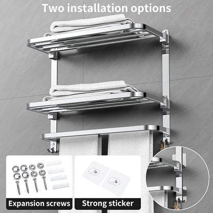 CAXIMSY 22.8Inch Towel Rack for Bathroom and Lavatory Towel Hanger with Wall Mount Towel Bars 304 Stainless Steel No Drill (Collapsible Towel Rack)