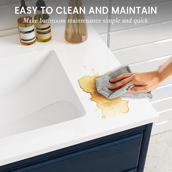 48 in. W x 22 in. D Single Sink Bathroom Vanity Top with Integrated Resin Basin, Stain-Resistant & Scratch-Resistant Bathroom Countertop, Without Matte Black Faucet & Pop up-Drain, White