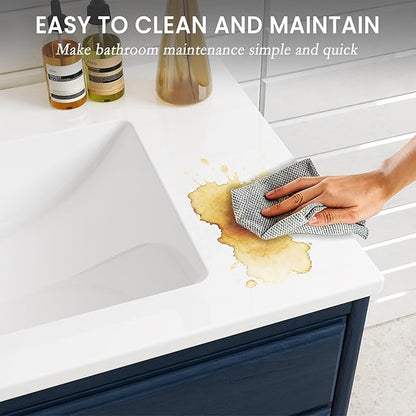 48 in. W x 18.2 in. D Single Sink Bathroom Vanity Top with Integrated Resin Basin, Stain-Resistant & Scratch-Resistant Bathroom Countertop, Without Matte Black Faucet & Pop up-Drain, White
