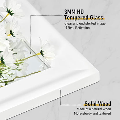 CULER White Bathroom Mirrors for Wall 26 x 40 Inch,Vanity Rustic Mirror | Hanging Tempered Glass Mirror for Bedroom Living Room or Entryway