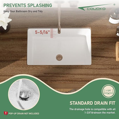 Undermout Bathroom Sink 21" x 13" Bathroom Vanity Sinks Undermount Rectangle White Ceramic Vanity Vessel Sinks with Overflow