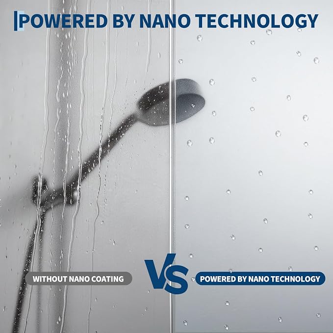Garvee 56-60" W x 76" H Sliding Shower Door 1/4" Tempered Glass Double Bypass Enclosure with Trimmable Width and Easy Clean Nano Coating Matte Silver