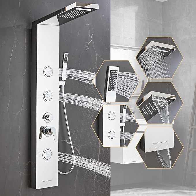 Shower Panel Tower System,Rain Shower Head Rainfall silver