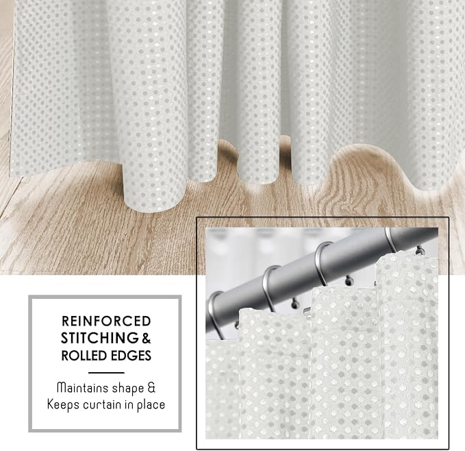 Clara Clark White Shower Curtain - Hotel Quality Waffle Fabric Bath Curtain 72x72, Heavy Duty Waterproof Shower Curtains for Bathroom