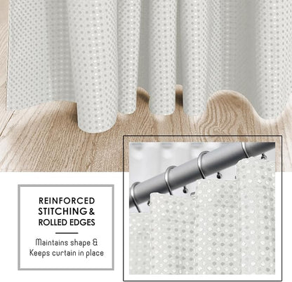 Clara Clark White Shower Curtain - Hotel Quality Waffle Fabric Bath Curtain 72x72, Heavy Duty Waterproof Shower Curtains for Bathroom