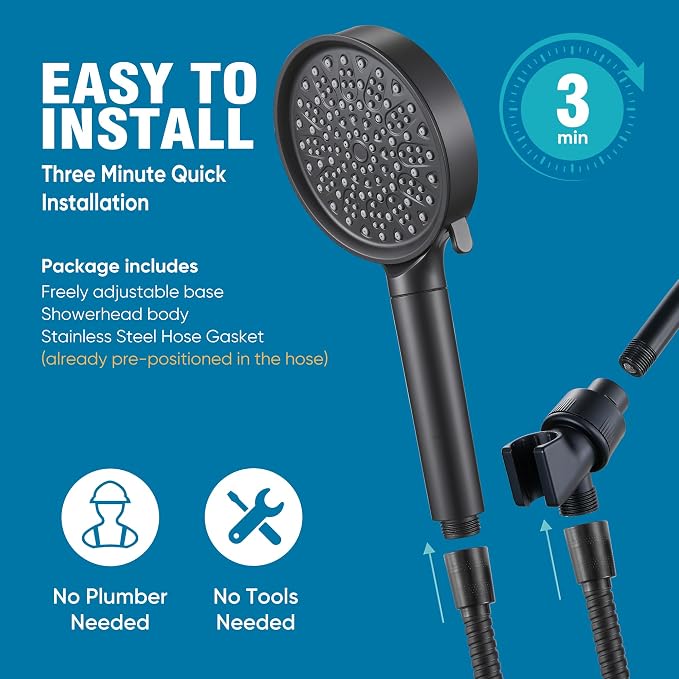 Cobbe Filtered Shower Head with Handheld, High Pressure 6 Spray Mode Showerhead with Filters, Water Softener Filters Beads for Hard Water - Remove Chlorine - Reduces Dry Itchy Skin, Matte Black | High Pressure 6 Spray Mode Shower Head with Filters - Re...