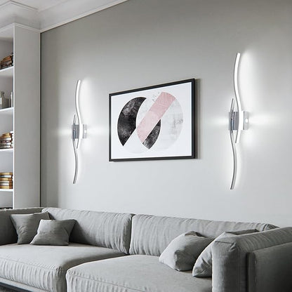 Modern Led Wall Sconces, 32inch Bathroom Mirror Vanity Light, 28W 6000K Wall Light Fixtures Stair Lights, Indoor Wall Decor Bedside Wall Lamp for Bedroom Living Room Hallway Hotel - Silver