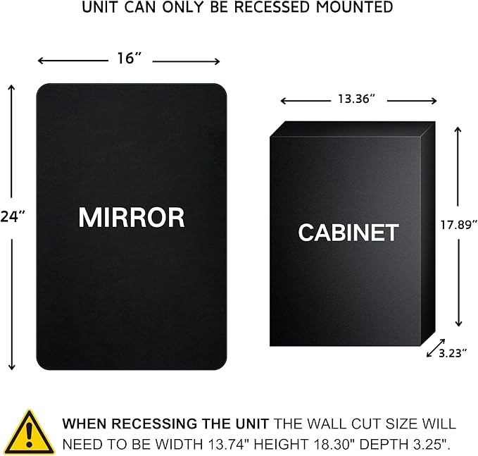 Oil Rubbed Bronze Rectangle Recessed Bathroom Medicine Cabinet with Mirror Stainless Steel Dark Bronze Metal Framed Rounded Rectangular Bathroom Cabinet with Mirror 16x24''