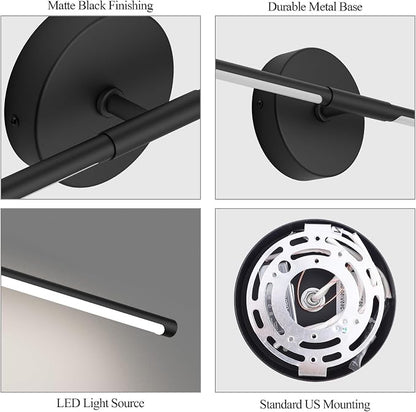 Modern Bathroom Vanity Light 40Inch,30W Matte Black Led Bathroom Light Fixture Over Mirror 360° Rotatable 5000K