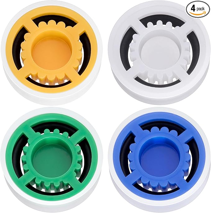 4pcs Shower Head Flow Restrictor, 1.5/1.8/2.0/2.5 GPM | Shower Head Water Saver, Plastic, 0.56 0.54 0.21 in, Universal Size, 14mm Connector