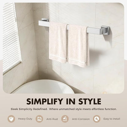10-Pieces Brushed Nickel Bathroom Accessories Set, 24 Inch Towel Bar Set | Stainless Steel, Towel Ring, Toilet Paper Holder, Robe Hooks, Towel Racks for Bathroom Wall Mounted, Bathroom Hardware Set