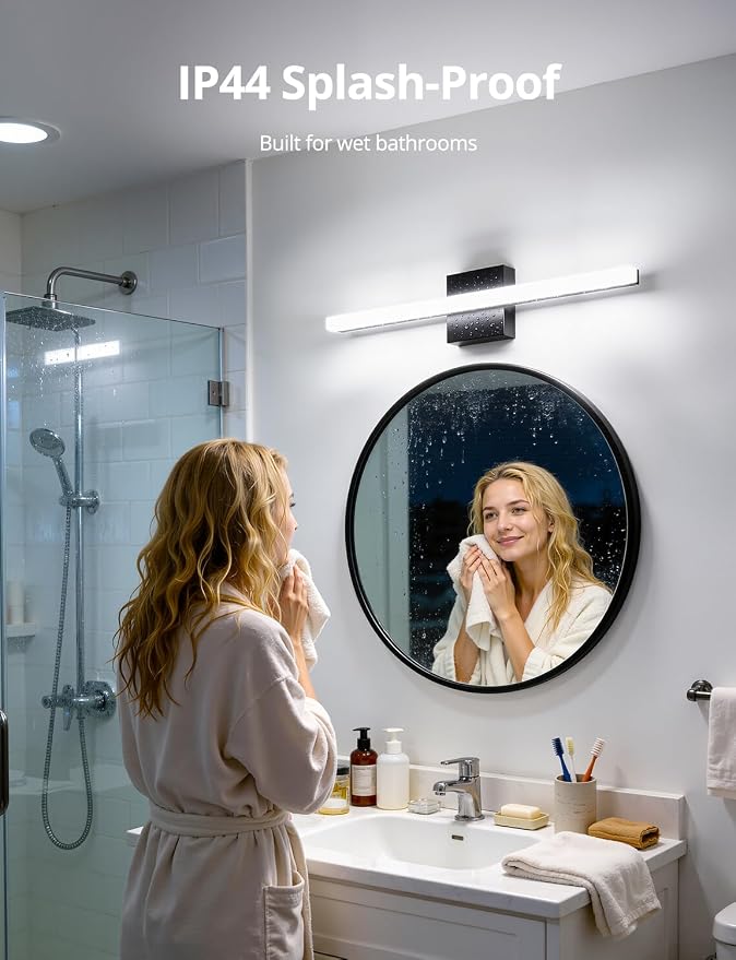 Led Vanity Lights Over Mirror Soft Shadow Free Black Bathroom Lamp for Wall,14W 24 Inch Long Restroom Lighting Bars Cool White 6000K Lámparas Luces para Baños Sobre Espejo Modernas 2 Pack