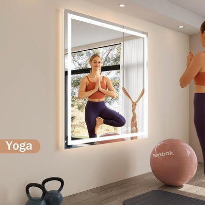 Koonmi 47x47 LED Bathroom Mirror with Light, Anti-Fog, 3 Colors | Backlit + Front Lit, Dimmable Brightness, Shatterproof HD Distortion-Free Tempered Glass, Hardware Included