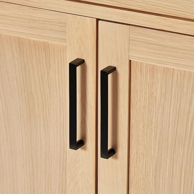 ARIEL Hepburn 36-inch Bathroom Vanity Base Cabinet,Solid Wood, 2 Soft Closing Doors, 5 Dovetail Drawers, White Oak