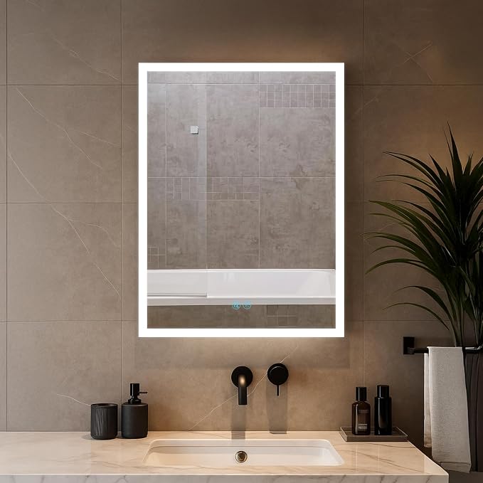 Blossom LED Lighted Mirror Medicine Cabinet, 24x32, Left Hinge, Wall Mounted Recessed or Surface Bathroom LED Medicine Cabinet with Mirror, Makeup Mirror with Lights, Defogger, Adjustable Brightness