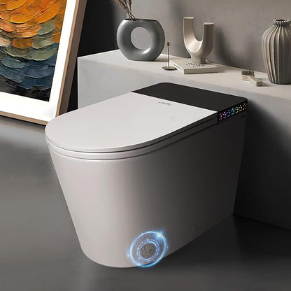 ADA Premium Smart Toilet with Automatic Opening Lid, Microwave & Foot Sensor Flushing, Bidet Wash & Air Dryer, Self-Cleaning Nozzle, Heated Seat, LED Display, Quiet Dual Pump