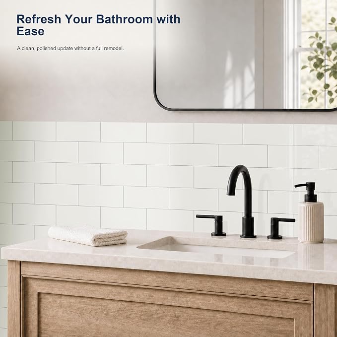 Yipscazo 2026 New Upgrade Peel and Stick backsplash 3 x 6 Inches, Backsplash Tile Peel and Stick Tile for Kitchen, Bathroom, Laundry Room, Fireplace(Polished Soft White, 160 Pieces)