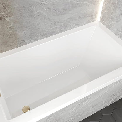 Swiss Madison Voltaire 54" x 30" Acrylic Glossy White, Alcove, Integral Left-Hand Drain, Bathtub