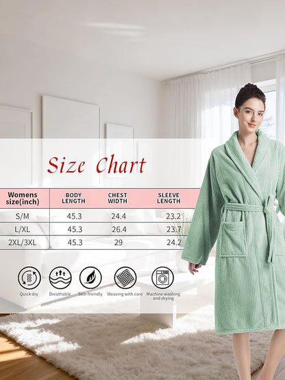 Plush Bath Robes For Women After Shower,Soft Long Towel Robe,Quick Dry&Warm Womens Bathrobe