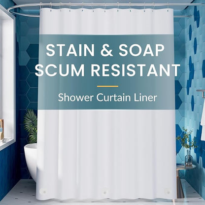 Titanker White Shower Curtain Liner 72 x 84 Extra Long Shower Liner Plastic Washable Shower Curtain Liner PEVA Shower Curtains for Bathroom with Magnets and Rustproof Metal Grommet Holes