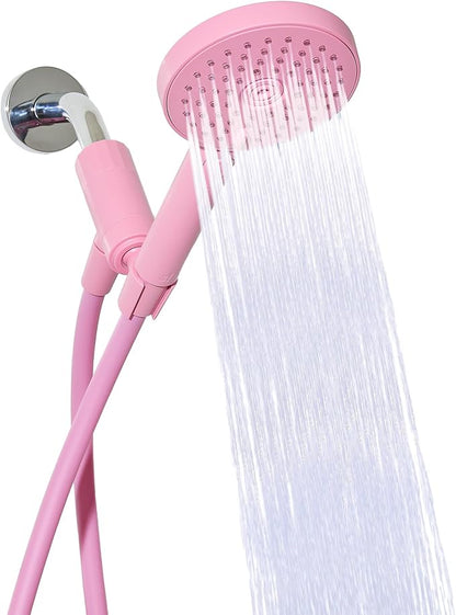 sproos! - Handheld Showerhead, High Pressure Performance, Pink | Colorful - Easy DIY Installation - Renter Friendly - 3 Spray Functions with Pause - Extra Long 70 Inch Flexible Hose