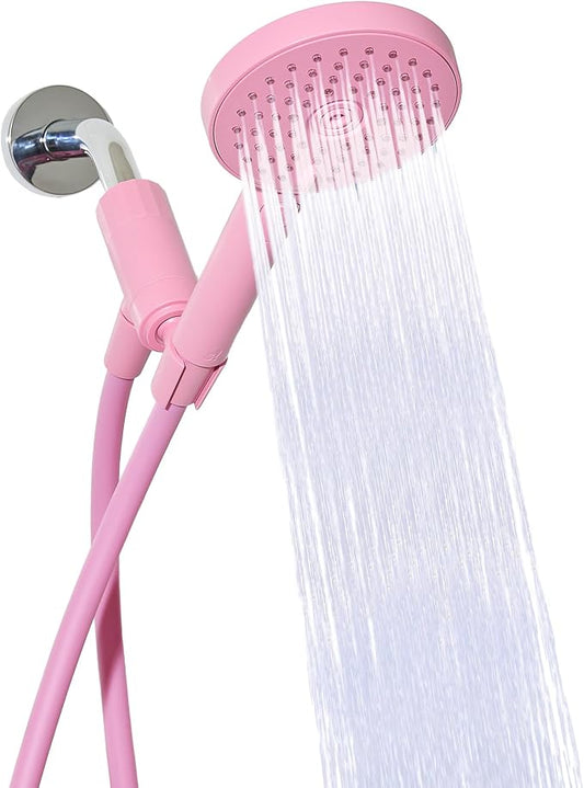 sproos! - Handheld Showerhead, High Pressure Performance, Pink | Colorful - Easy DIY Installation - Renter Friendly - 3 Spray Functions with Pause - Extra Long 70 Inch Flexible Hose