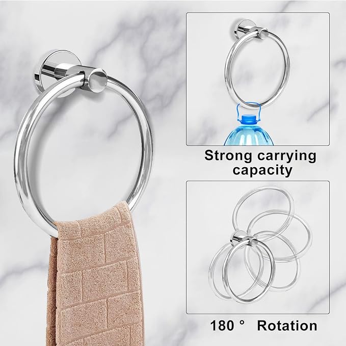 Cilee 10 Piece Chrome Bathroom Hardware Set, 24 16 inch Towel Bar Set | 24 & 16 inch Towel bar, Toilet Paper Holder, Towel Ring, Towel Hook, Bathroom Accessories Set Stainless Steel Wall Mounted