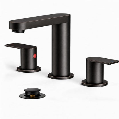 FORIOUS Bathroom Faucet 3 Hole 8" Widespread for Vanity Oil Rubbed Bronze | Two Handles Bathroom Sink Faucet with Pop-up Drain and cUPC Lines, Fits 6-12 Inch 3 Hole Install, for RV Laundry and Basin