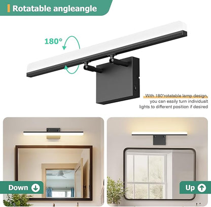 Black Vanity Light 24", 18W LED Bathroom Light Bar with 5CCT, Adjustable Angle & ETL Dimmable Driver – Modern Bathroom Vanity Light Fixture for Mirror, Powder Room, Bedroom, Apartment, Hotel