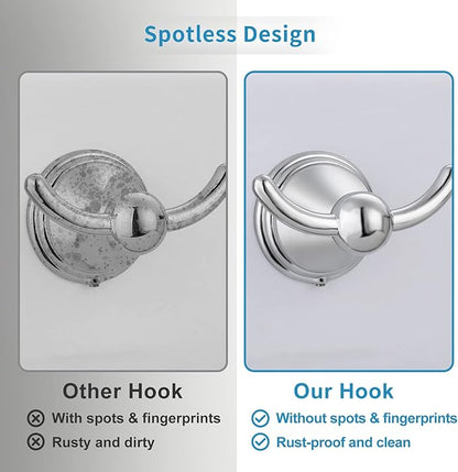 FILTA Bathroom Towel Hooks, Polished Chrome Robe & Towel Hooks for Wall Mounted, Traditional Towel and Robe Hooks for Hanging Towels, Bath Towel Holder for Shower(2 Pack)