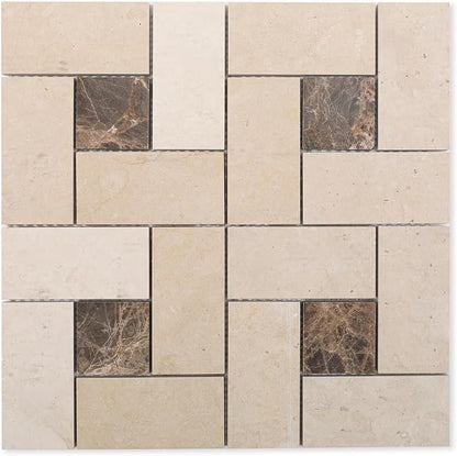6 Inch Square Weave Marble Mosaic Tile for Wall Floor, 5 Sheets | Water & Heat Resistant Honed Marble Backsplash Tiles for Kitchen Bathroom Fireplace Surround Durable Unique Veins 4.8SQFT