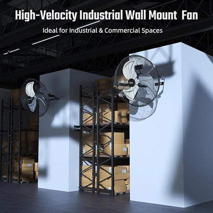 Simple Deluxe 20 Inch High Velocity 3 Speed, Max 4650 CFM Black Wall-Mount Fan for Warehouse, Greenhouse, Workshop, Patio, Factory and Basement