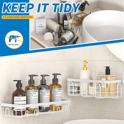DTUQYX Shower Caddy 9 Pack,Adhesive Organizer for Bathroom Decor Accessories & Kitchen Storage,No Drilling,Large Capacity,Rustproof Stainless Steel Organizer,Home Decor Shelves