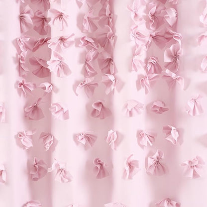 Lush Decor Riley Shower Curtain, 72" W x 72" L", Ivory - Bathroom Curtain - Coquette Decor - Bow Shower Curtains - Cottage Core - Fabric Shower Curtains
