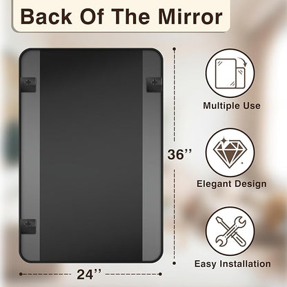 Vanity Black Bathroom Mirror for Over Sink, 2 Pack 36”x24” | HD Tempered Glass, Anti-Rust Frame, Vertical or Horizontal, Wall Mirrors for Bathroom Sink, Living Room, Entryway, Bedroom