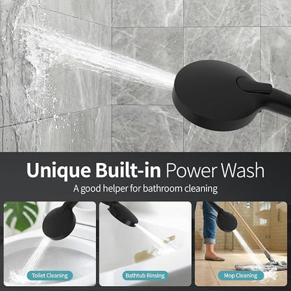 SR SUN RISE NSF Certified Filtered Shower Head with Handheld for Hard Water to Remove Chlorine High Pressure 9-Spray Setting (with Power Wash) Anti-Clog Nozzles(1 Filter, Matte Black)
