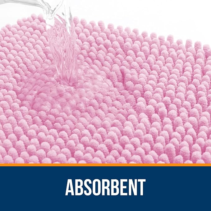 OLANLY Bathroom Rugs 30x20, Extra Soft Absorbent Chenille Bath Rugs | Pink, Quick-Drying Rubber Backing, Machine Washable Bath Mat for Bathroom Floor, Tub and Shower, Home Decor Accessories