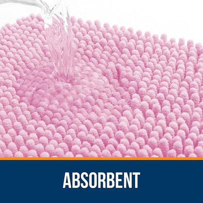 OLANLY Bathroom Rugs 30x20, Extra Soft Absorbent Chenille Bath Rugs | Pink, Quick-Drying Rubber Backing, Machine Washable Bath Mat for Bathroom Floor, Tub and Shower, Home Decor Accessories