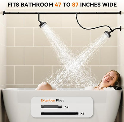 Dual Shower Head for Couples, Double Showerheads (Black) | High Pressure, Two Showerhead System Fit 2 Person People, Birthday Gifts for Women Men, Spa-Like, Segmented Design