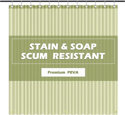 EHZNZIE Shower Curtain Liner Light Weight PEVA, Shower Liner 72x72 Inches, Waterproof, No Chemical Smell with 12 Rust Proof Metal Grommets for Bathroom Shower Curtain, Sage