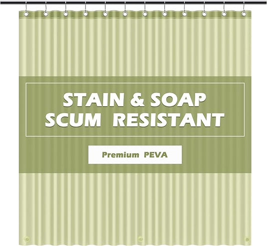 EHZNZIE Shower Curtain Liner Light Weight PEVA, Shower Liner 72x72 Inches, Waterproof, No Chemical Smell with 12 Rust Proof Metal Grommets for Bathroom Shower Curtain, Sage